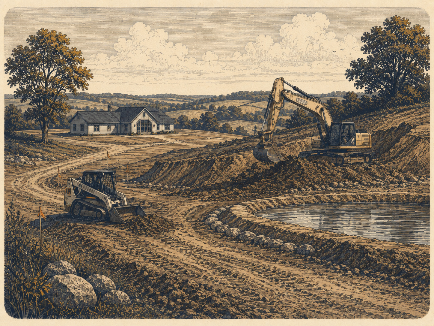 Excavator working on a job site